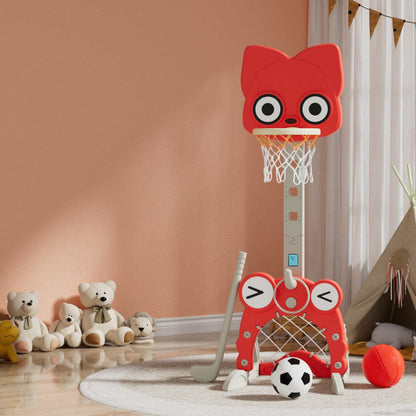 Keezi Sports & Fitness > Ball Sports > Basketball & Basketball Accessories Keezi Kids Basketball Hoop Stand Adjustable 5-in-1 Sports Center Toys Set Red