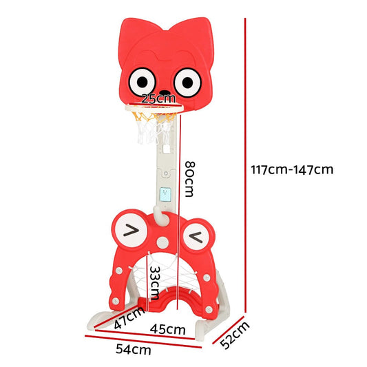Keezi Sports & Fitness > Ball Sports > Basketball & Basketball Accessories Keezi Kids Basketball Hoop Stand Adjustable 5-in-1 Sports Center Toys Set Red