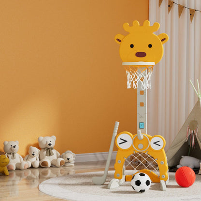 Keezi Sports & Fitness > Ball Sports > Basketball & Basketball Accessories Keezi Kids Basketball Hoop Stand Adjustable 5-in-1 Sports Center Toys Set Yellow