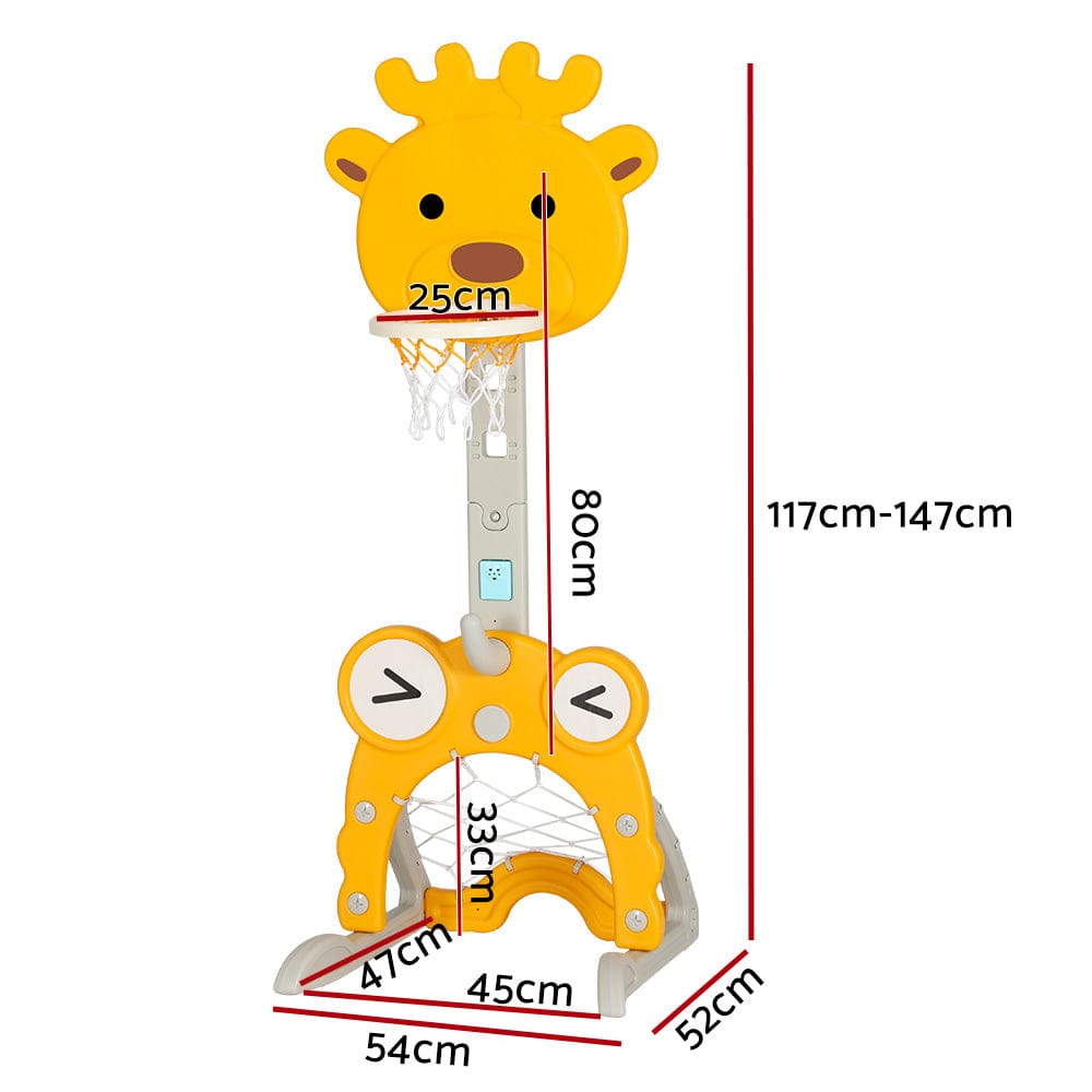Keezi Sports & Fitness > Ball Sports > Basketball & Basketball Accessories Keezi Kids Basketball Hoop Stand Adjustable 5-in-1 Sports Center Toys Set Yellow