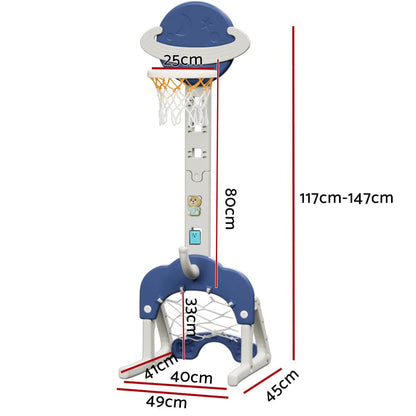 Keezi Sports & Fitness > Ball Sports > Basketball & Basketball Accessories Keezi Kids Basketball Hoop Stand Adjustable 6-in-1 Sports Center Toys Set Blue