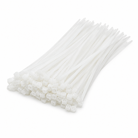 Kentucky Williams 200 Heavy Duty Cable Tie Zip Ties Plastic UV Stabilized Bulk White 100mm x 2mm