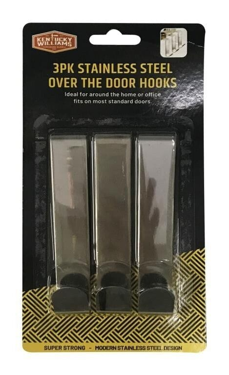 Kentucky Williams 3pcs Metal Over Door Cupboard Hook 12cm Hanger Organiser Storage Holder