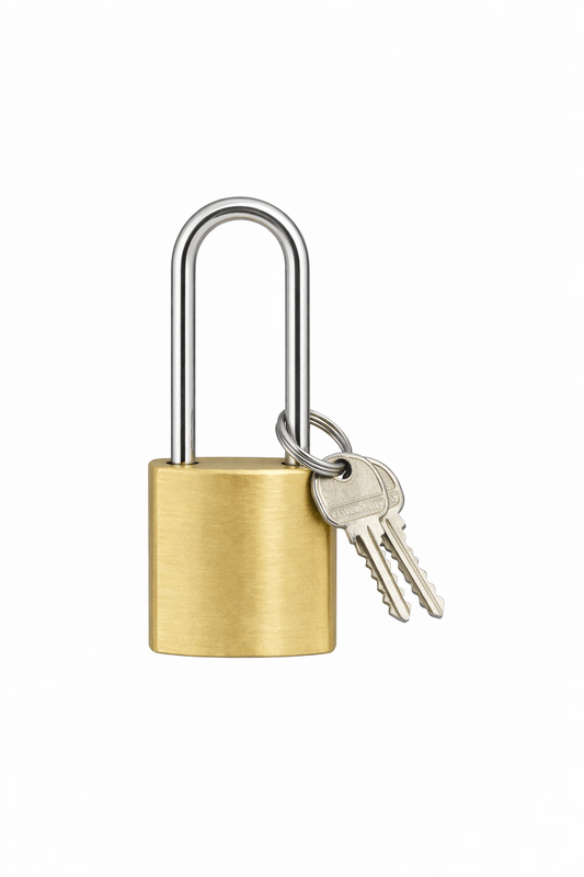 Kentucky Williams Padlock 30mm Heavy Duty Padlock Long Shackle Brass Luggage Lock Cut Resistance + 3 keys