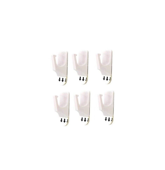 Kentucky Williams Removable hooks 6x Removable Hooks White Self Adhesive Wall Hanging Hook Up To 1.5KG Tiles Glass