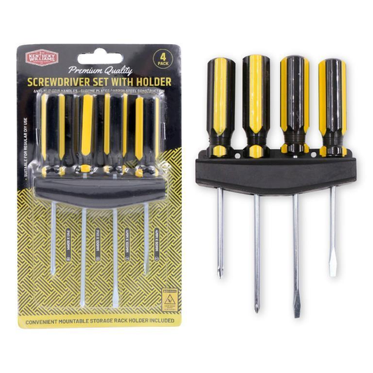 Kentucky Williams Screwdriver 4x Screwdriver Set With Holder Tool Phillips Flat Head Carbon Steel Grip