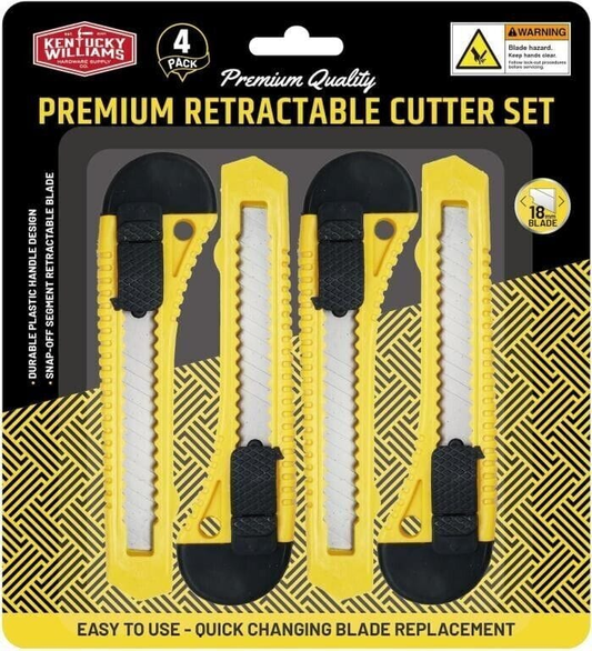 Kentucky Williams utility blades 4x Utility Large Safety Knife Retractable Box cutter Blade Snap Off Razor 18mm