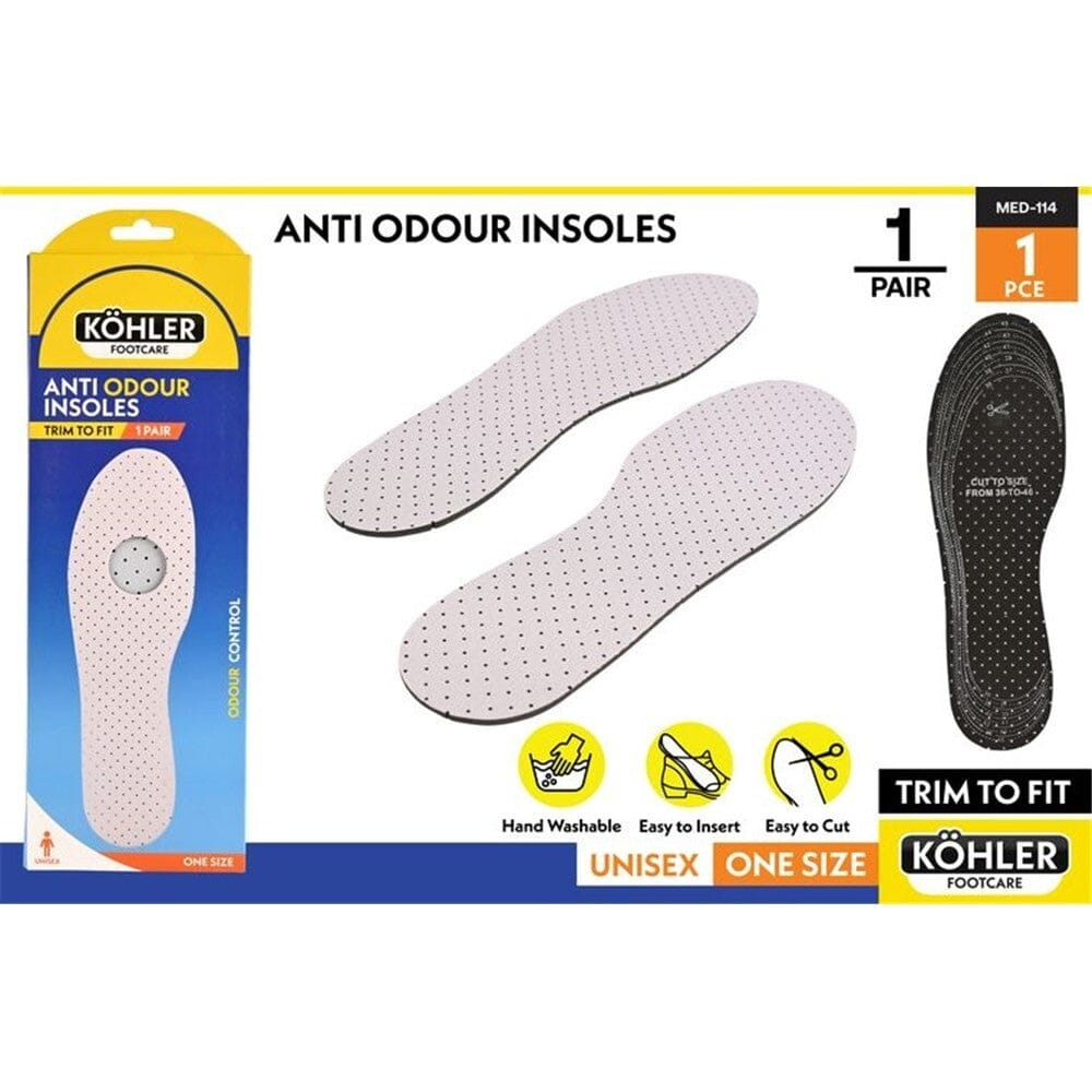 Kohler Premium Soft Anti odour Unisex Shoe Pair Insoles Inner Soles cut to size