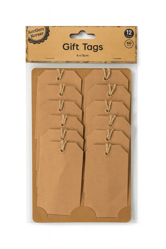 Krafters Korner 12 Brown Kraft Paper Tags Card Wedding Party Gift Natural Craft Cardboard DIY
