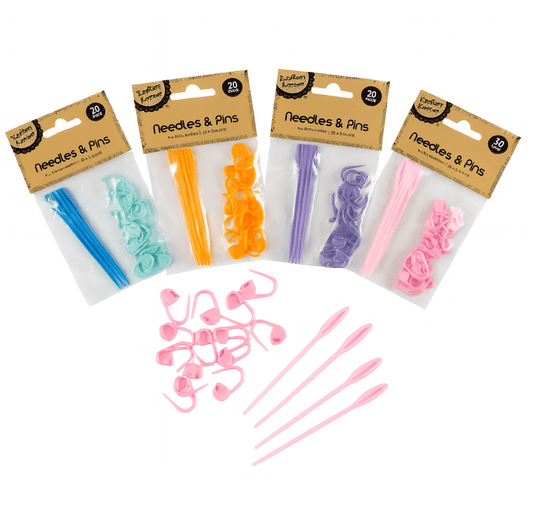 Krafters Korner 20pc Needles Pins Set Plastic Stitch Markers Craft Knitting Crochet Sewing