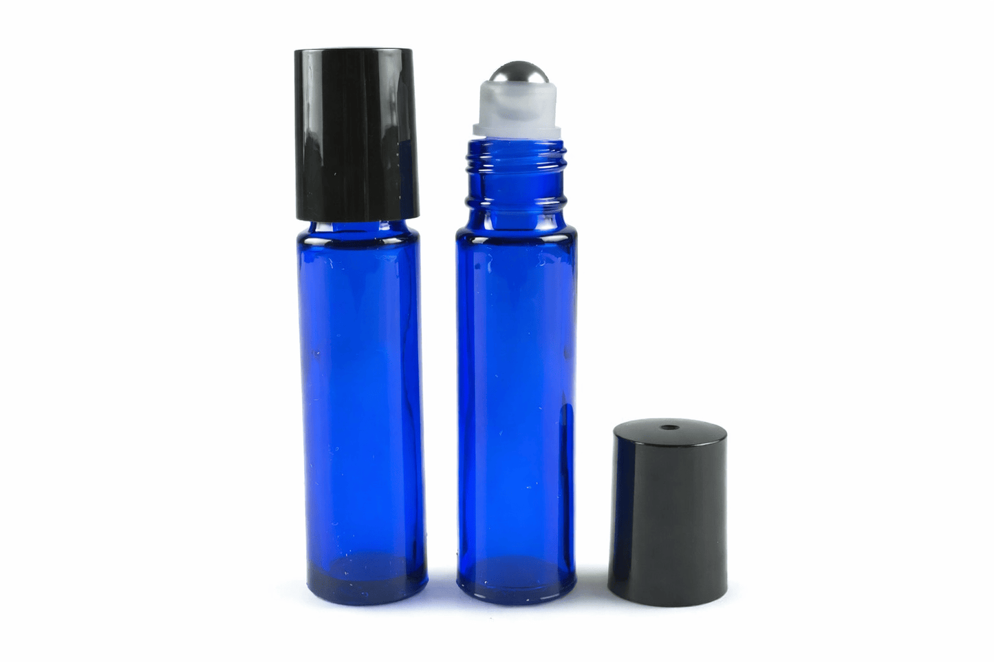 Krafters Korner Bottles 2Pk 9ml Mini Portable Blue Glass Roller Ball Bottles Roll-On Refillable Reusable