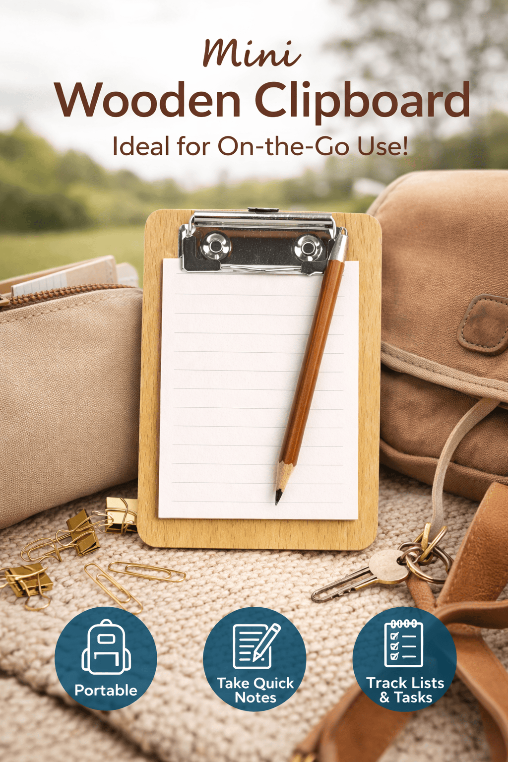 Krafters Korner Clipboard 10X13cm Mini Wooden Clipboard Stationary Office Home School Filing Organiser