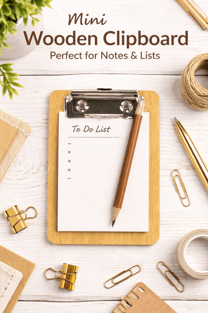 Krafters Korner Clipboard 10X13cm Mini Wooden Clipboard Stationary Office Home School Filing Organiser