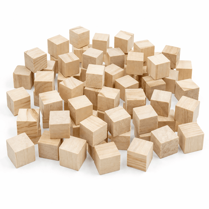 Krafters Korner Craft Blocks Wooden Cube 1.5cm Natural Wood Paint Block Building Stacking DIY