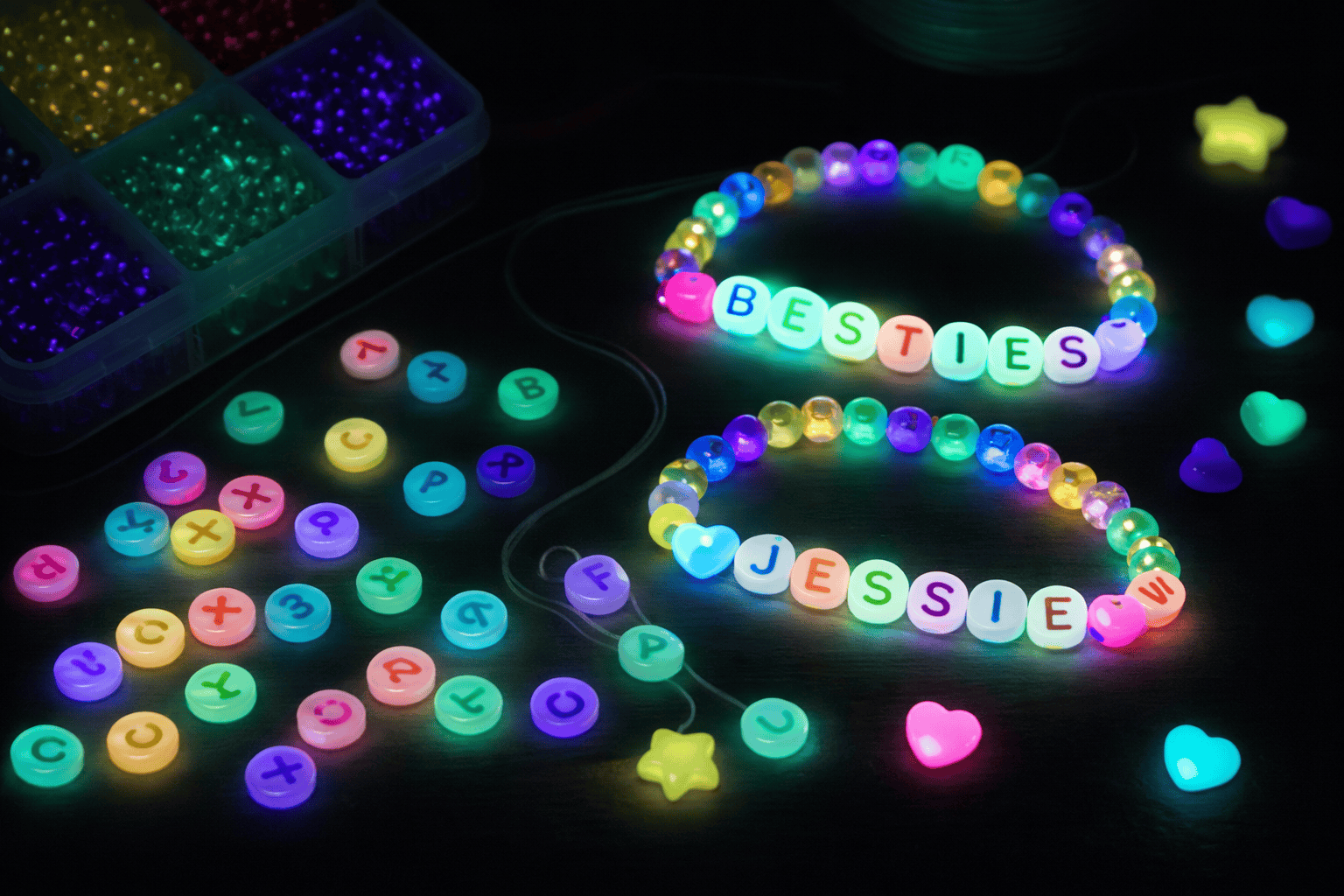 Krafters Korner Home & Garden > Hobbies > Arts & Crafts 10g 4x7mm Glow in the Dark Alphabet Letter Beads DIY Jewellery Bracelet Crafts