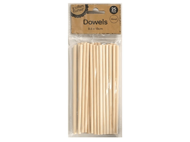 Krafters Korner Home & Garden > Hobbies > Arts & Crafts 25Pk 148x5mm Dowels Natural Wooden Art Crafts DIY Wood Stick Hooby Scrapbooking
