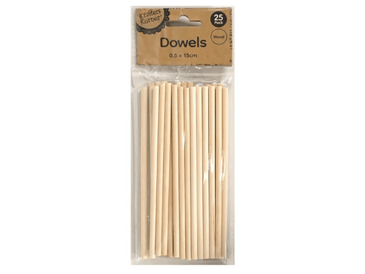 Krafters Korner Home & Garden > Hobbies > Arts & Crafts 25Pk 148x5mm Dowels Natural Wooden Art Crafts DIY Wood Stick Hooby Scrapbooking