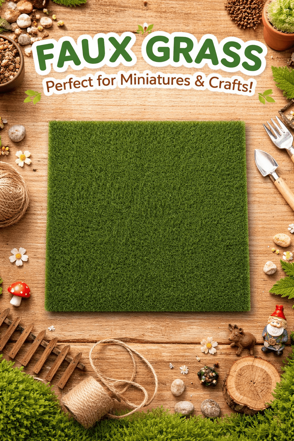 Krafters Korner Home & Garden > Hobbies > Arts & Crafts 2Pk 15x15cm Square Faux Grass Tiles Sheet DIY Craft Fake Mat Artificial Turf