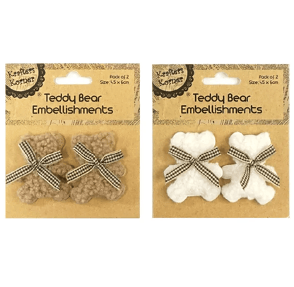Krafters Korner Home & Garden > Hobbies > Arts & Crafts 2Pk 4.5x6cm Teddy Bear Embellishments Crafts DIY Art Scrapbooking Decorative