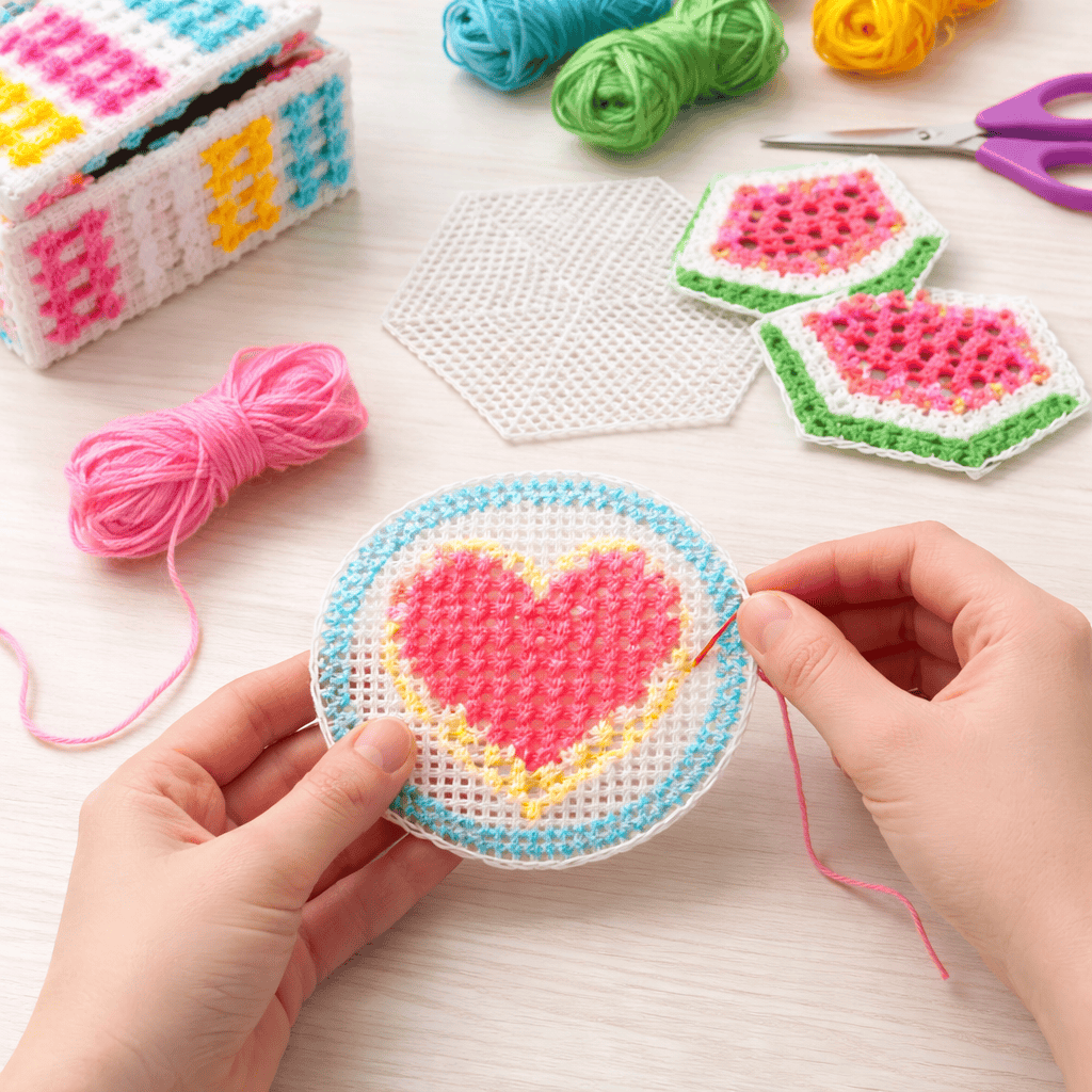 Krafters Korner Home & Garden > Hobbies > Arts & Crafts 3 Pack of DIY Craft Mesh Canvas Board Sewing Embroidery Needlepoint Handmade
