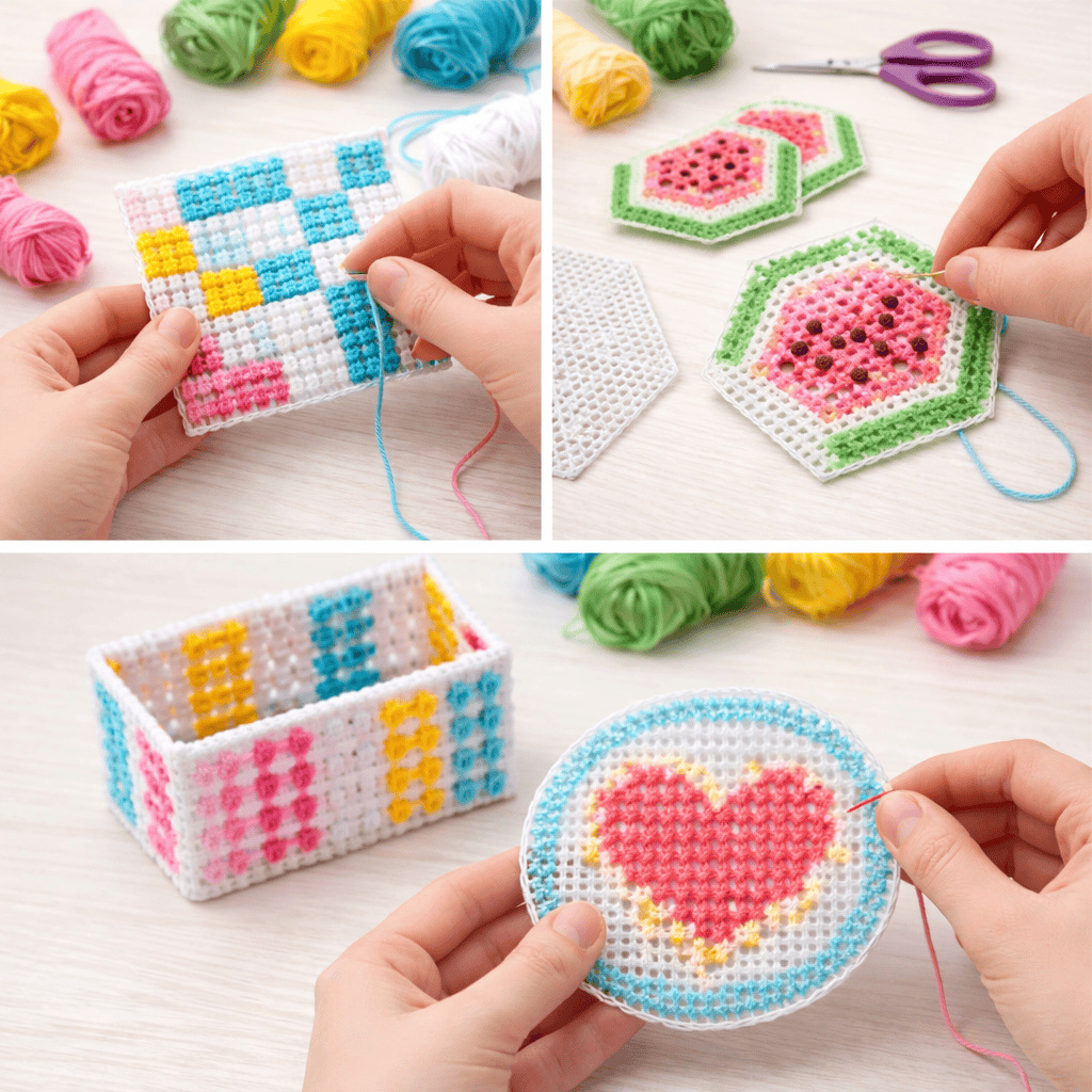 Krafters Korner Home & Garden > Hobbies > Arts & Crafts 3 Pack of DIY Craft Mesh Canvas Board Sewing Embroidery Needlepoint Handmade