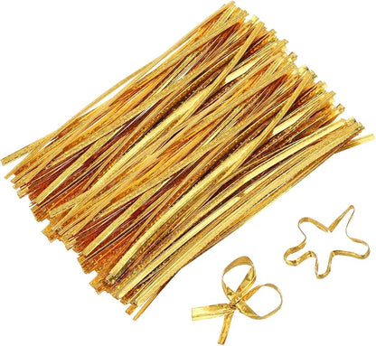Krafters Korner Home & Garden > Hobbies > Arts & Crafts 50Pk 18cm Metallic Gold Silver Twist Ties DIY Art Craft Gift Wrap Food Bag Tie