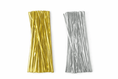 Krafters Korner Home & Garden > Hobbies > Arts & Crafts 50Pk 18cm Metallic Gold Silver Twist Ties DIY Art Craft Gift Wrap Food Bag Tie