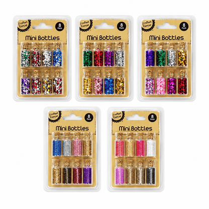 Krafters Korner Home & Garden > Hobbies > Arts & Crafts 8x Mini Full Clear Glass Bottle Cork Top Bead Tiny Craft Jars Sequins Bottles