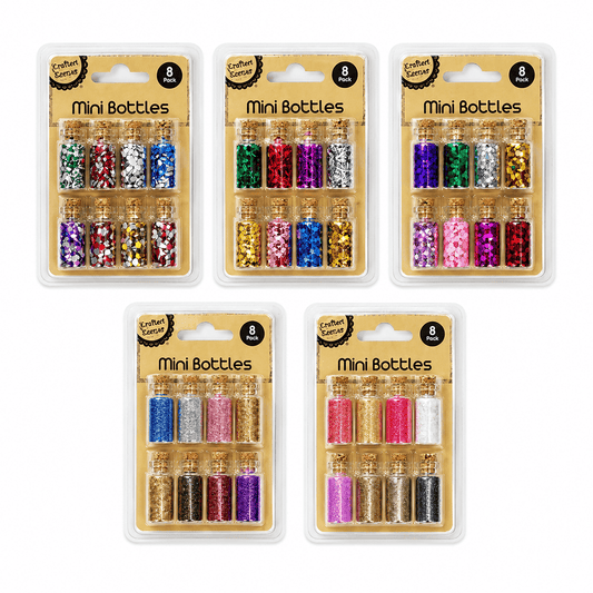 Krafters Korner Home & Garden > Hobbies > Arts & Crafts 8x Mini Full Clear Glass Bottle Cork Top Bead Tiny Craft Jars Sequins Bottles