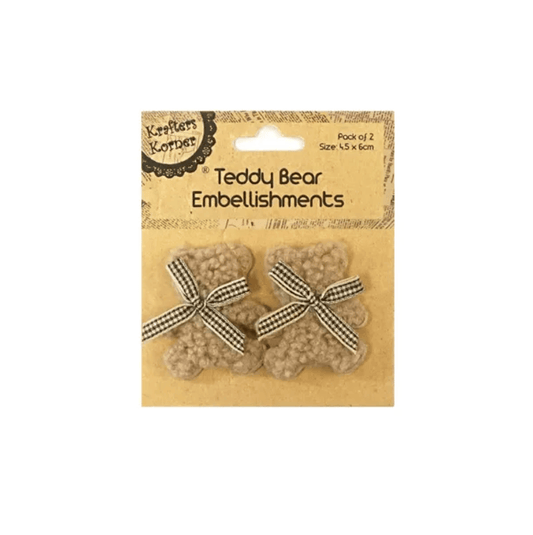 Krafters Korner Home & Garden > Hobbies > Arts & Crafts Brown 2Pk 4.5x6cm Teddy Bear Embellishments Crafts DIY Art Scrapbooking Decorative