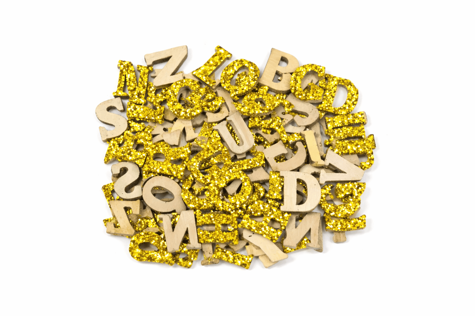 Krafters Korner Home & Garden > Hobbies > Arts & Crafts Gold 78Pk 1.3x1.5cm Glitter Wooden Letter Set Gold Silver DIY Crafts Art Scrapbooking