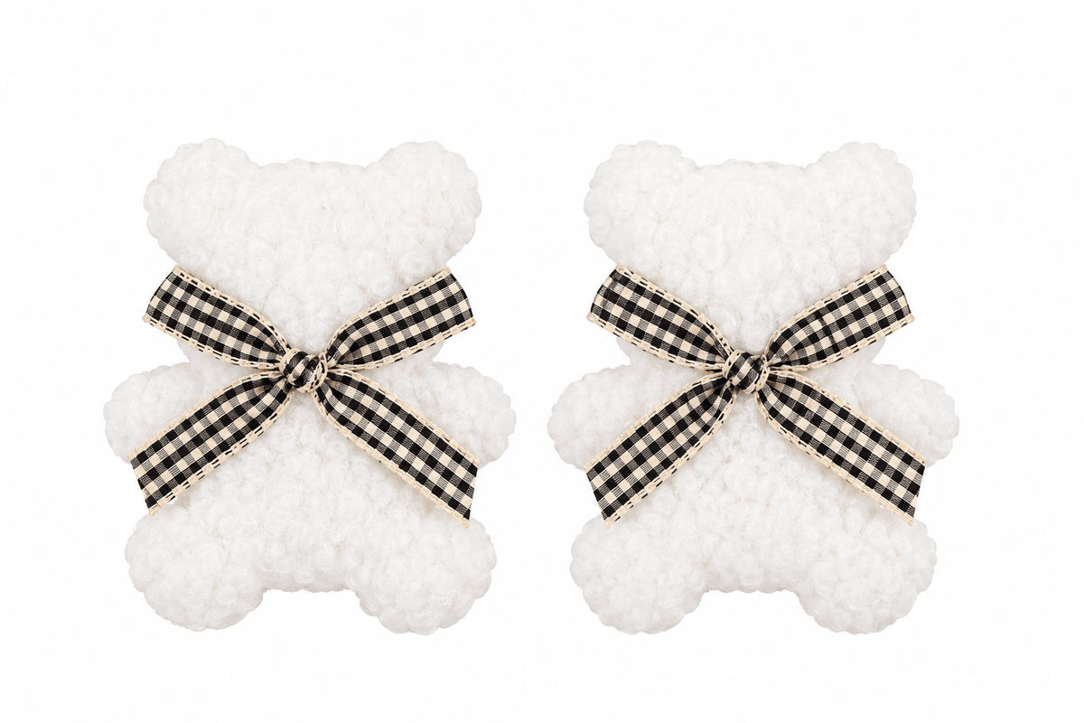 Krafters Korner Home & Garden > Hobbies > Arts & Crafts White 2Pk 4.5x6cm Teddy Bear Embellishments Crafts DIY Art Scrapbooking Decorative