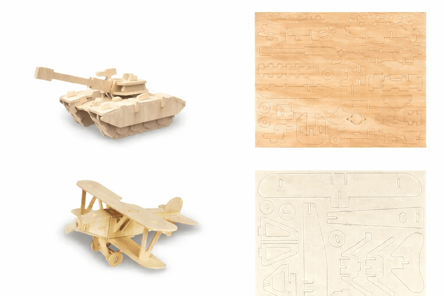 Krafters Korner Puzzle 3D Natural Wood Wooden Model Kit Assemble Craft DIY Structure Tank Plane Puzzle