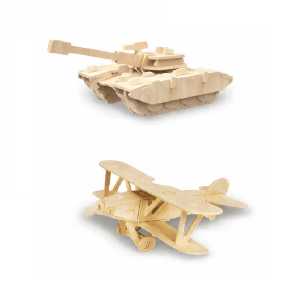 Krafters Korner Puzzle 3D Natural Wood Wooden Model Kit Assemble Craft DIY Structure Tank Plane Puzzle