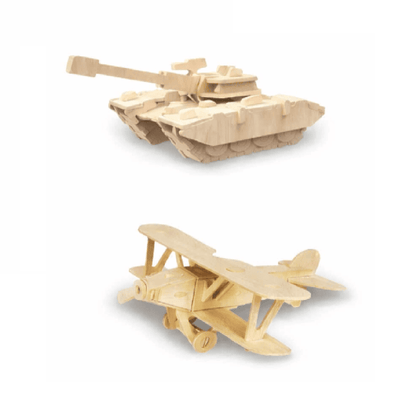 Krafters Korner Puzzle 3D Natural Wood Wooden Model Kit Assemble Craft DIY Structure Tank Plane Puzzle