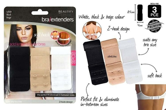 Ladies 3 Pack Clip On Bra Extender Extension 2 Hooks Ladies Plus Size Maternity Strap