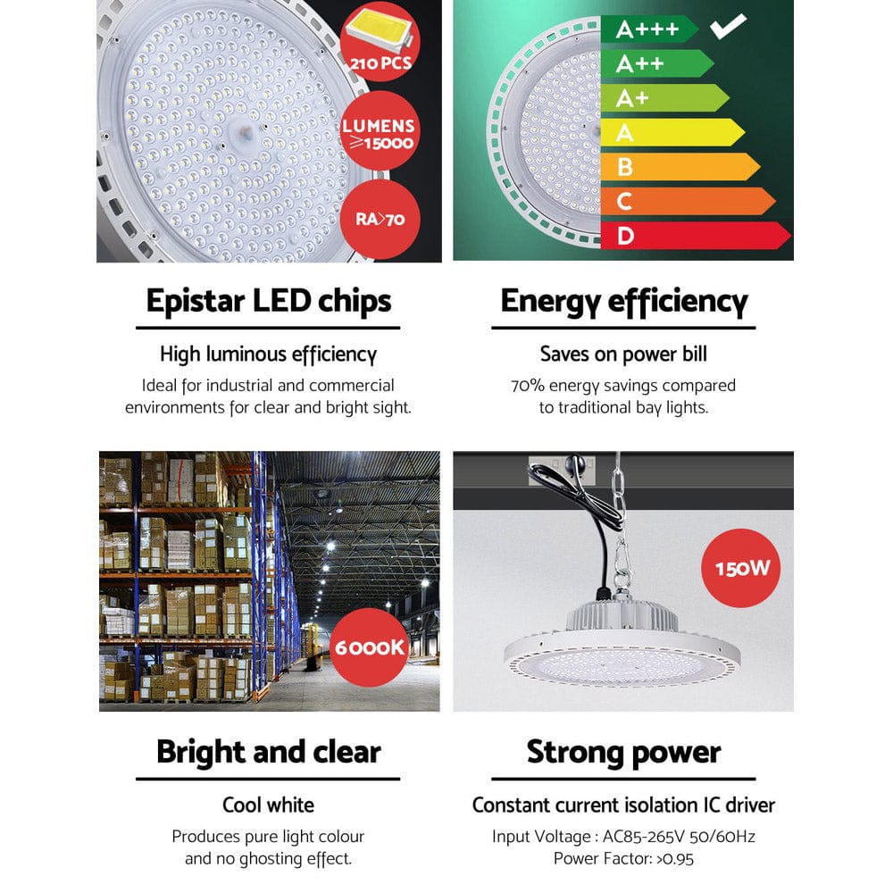 Leier Home & Garden > Lighting > Ceiling Lights Leier LED High Bay Lights 150W UFO Industrial Shed Warehouse Factory Lamp White
