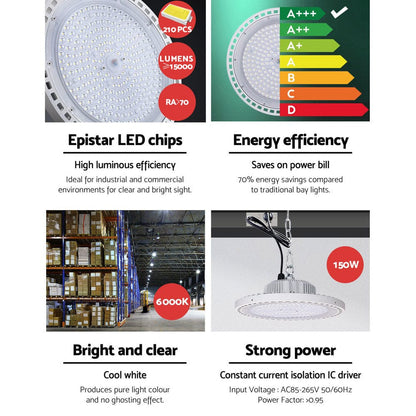 Leier Home & Garden > Lighting > Ceiling Lights Leier LED High Bay Lights 150W UFO Industrial Shed Warehouse Factory Lamp White