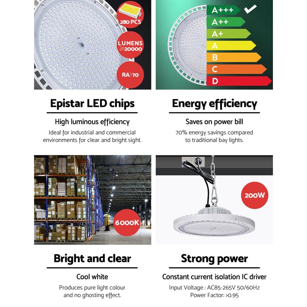 Leier Home & Garden > Lighting > Ceiling Lights Leier LED High Bay Lights 200W UFO Industrial Shed Warehouse Factory Lamp White