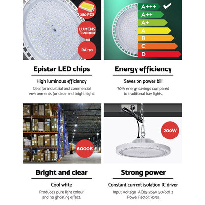 Leier Home & Garden > Lighting > Ceiling Lights Leier LED High Bay Lights 200W UFO Industrial Shed Warehouse Factory Lamp White