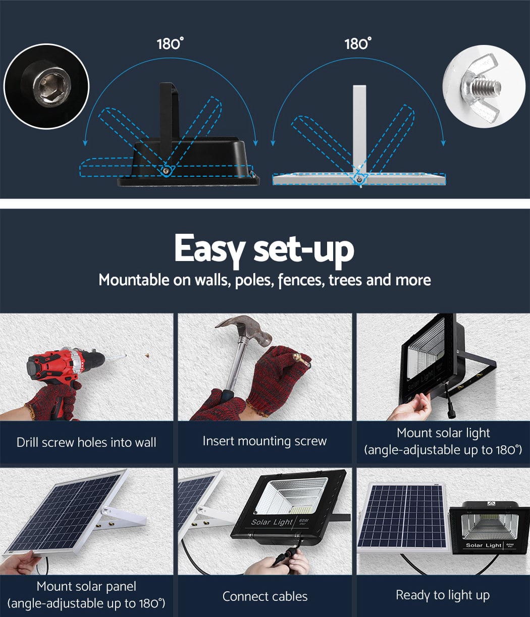 Leier Home & Garden > Lighting > Night Lights & Ambient Lighting Leier 80 LED Solar Street Light 60W Flood Motion Sensor Remote Outdoor Wall Lamp