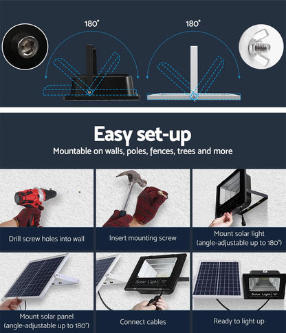Leier Home & Garden > Lighting > Night Lights & Ambient Lighting Leier 80 LED Solar Street Light 60W Flood Motion Sensor Remote Outdoor Wall Lamp