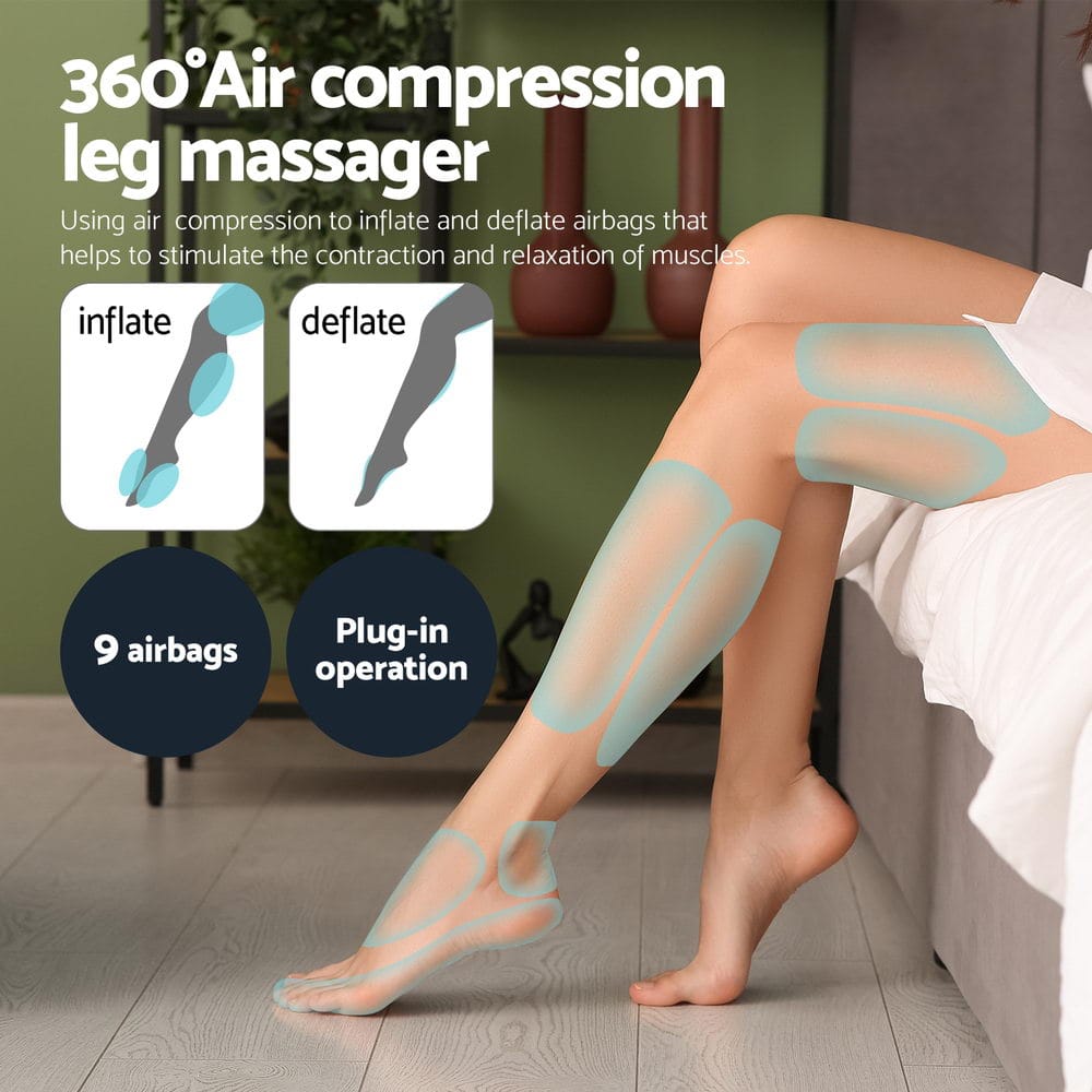 Livemor Health & Beauty > Massage & Relaxation > Massagers Livemor Foot Massager Leg Knee Massager with Air Compression 3 Massage Modes Heating