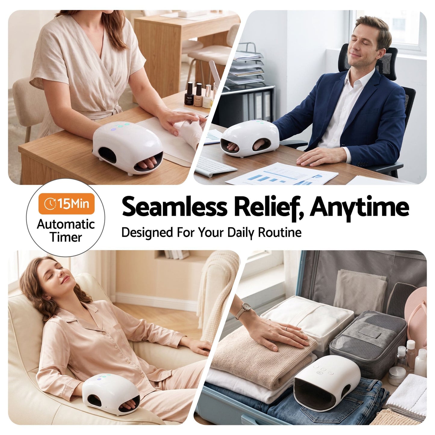 Livemor Health & Beauty > Massage & Relaxation > Massagers Livemor Hand Massager with Heat and Compression Cordless 3 Modes 3 Temperatures