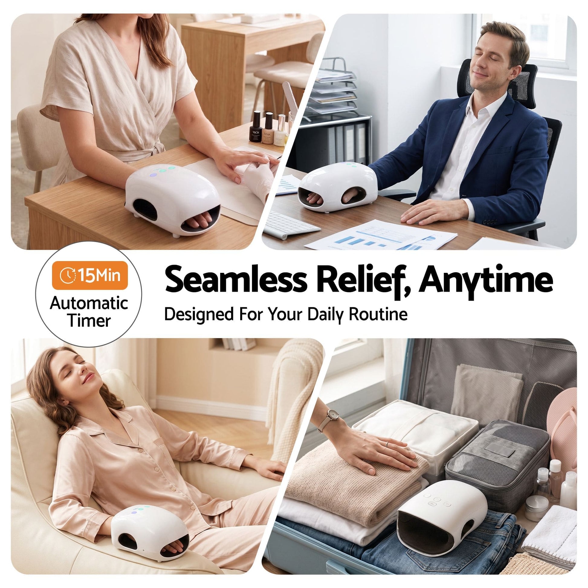 Livemor Health & Beauty > Massage & Relaxation > Massagers Livemor Hand Massager with Heat and Compression Cordless 3 Modes 3 Temperatures