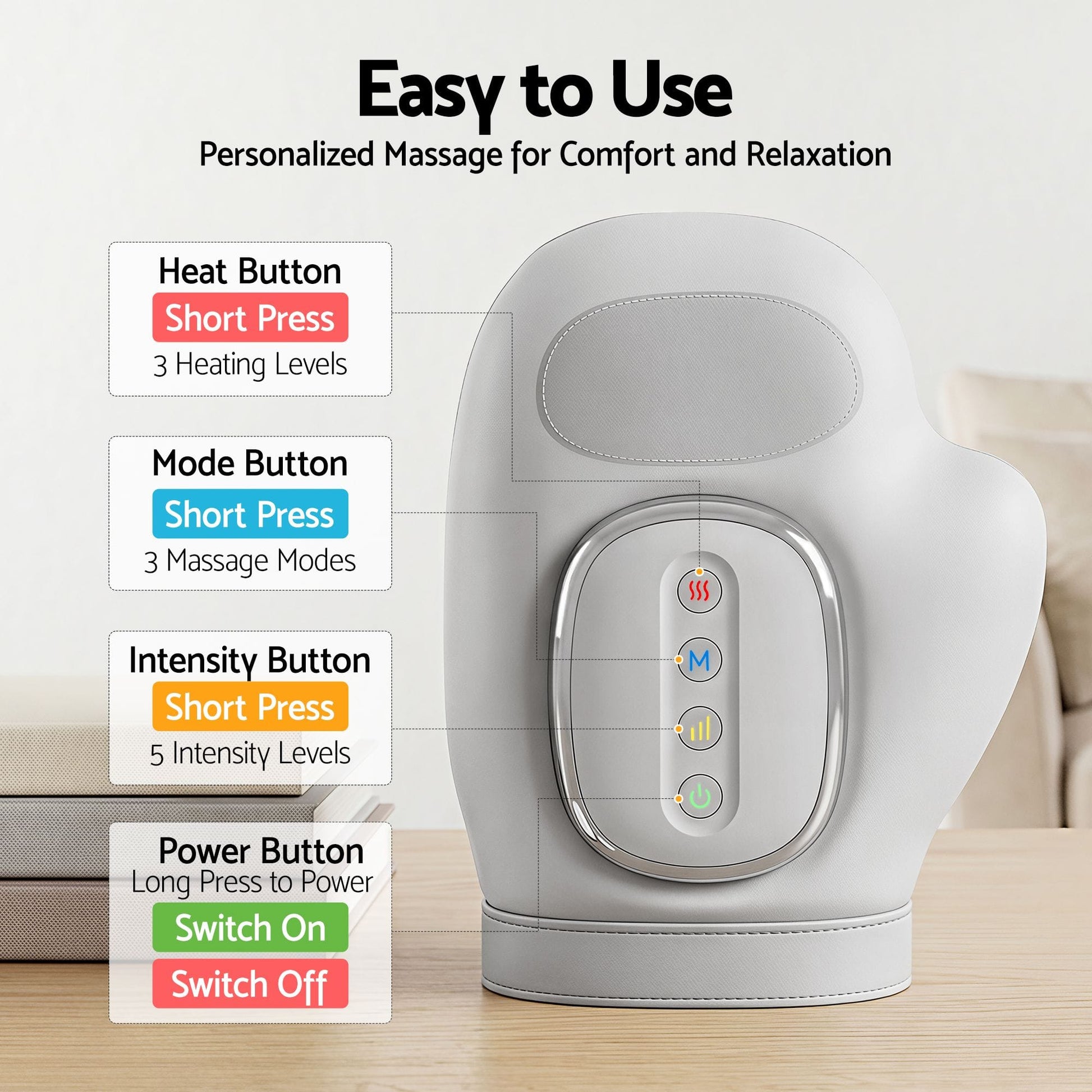 Livemor Health & Beauty > Massage & Relaxation > Massagers Livemor Hand Massager with Heat and Compression for Arthritis Carpal Tunnel | Large Hand Chamber Fits Left or Right Hand, with 5 Compression Levels, 3 Modes, and 3 Heat Levels, Gift for Women Men
