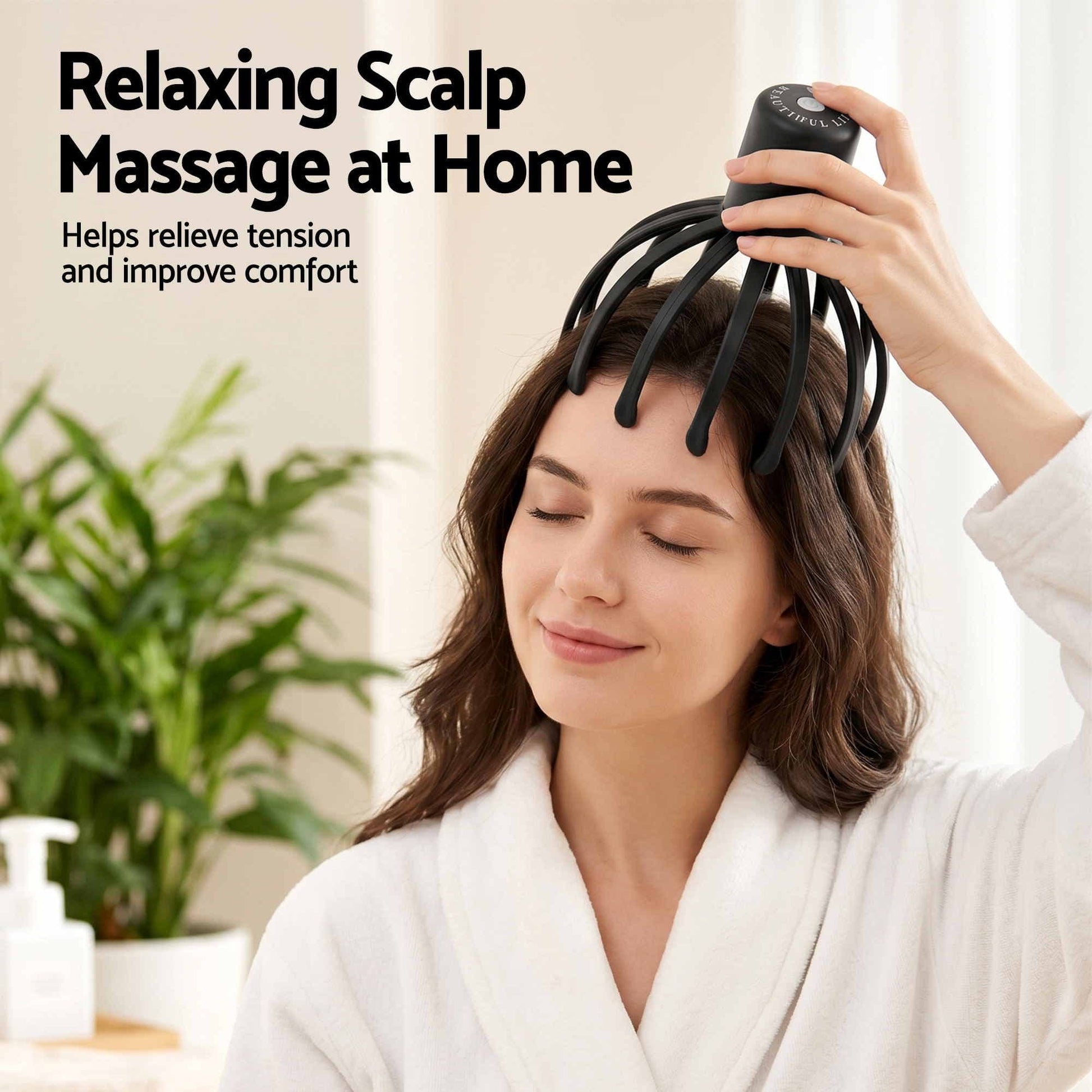 Livemor Health & Beauty > Massage & Relaxation > Massagers Livemor Head Massager Scalp Electric with 3 Modes, 360 Degree Head Massager Cordless Portable, Head Scratcher for Stress Relax