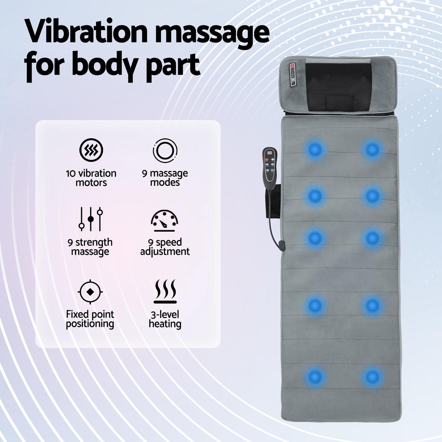 Livemor Health & Beauty > Massage & Relaxation > Massagers Livemor Massage Mat 10-nodes Vibration Heating Massage Cushion