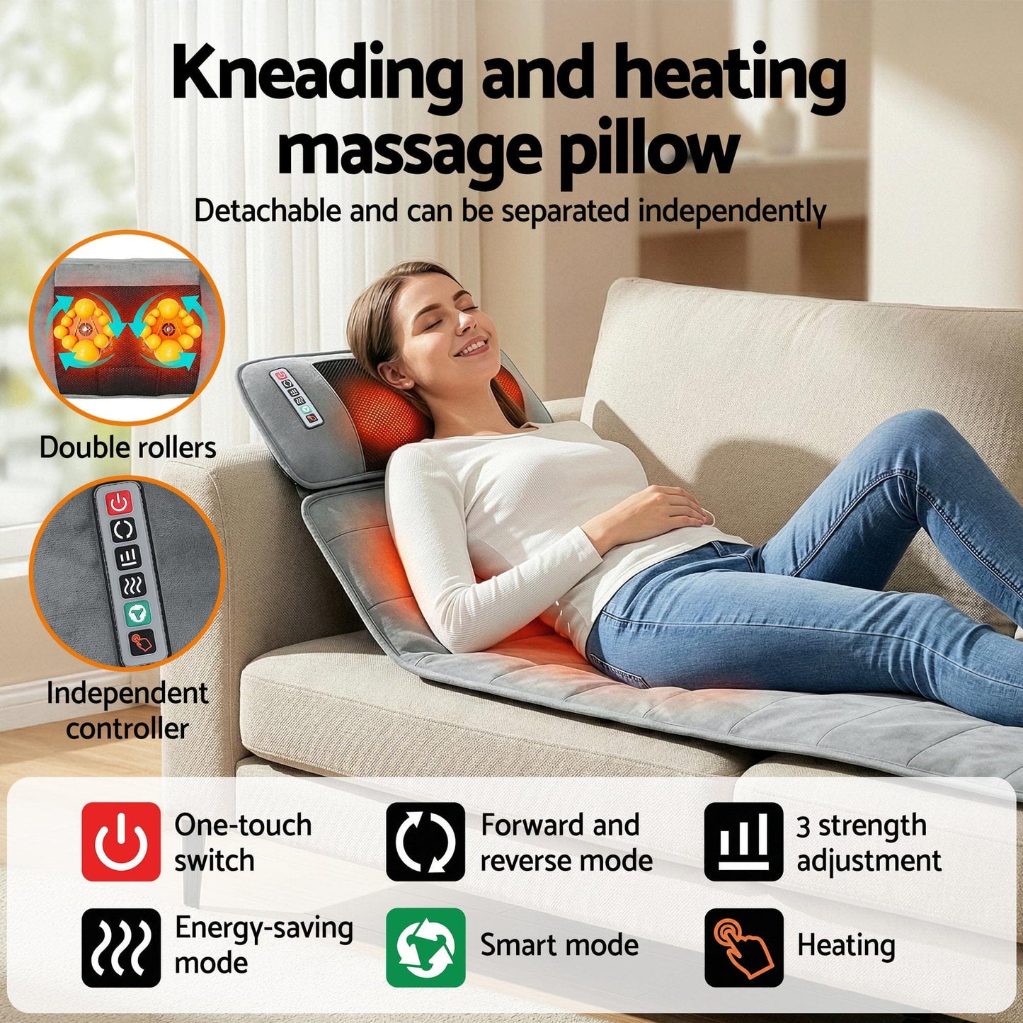 Livemor Health & Beauty > Massage & Relaxation > Massagers Livemor Massage Mat 10-nodes Vibration Heating Massage Cushion