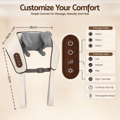 Livemor Health & Beauty > Massage & Relaxation > Massagers Livemor Neck Massager with Heat Pillow Shiatsu Shoulder Back Massager Pain Relief Tissue Kneading
